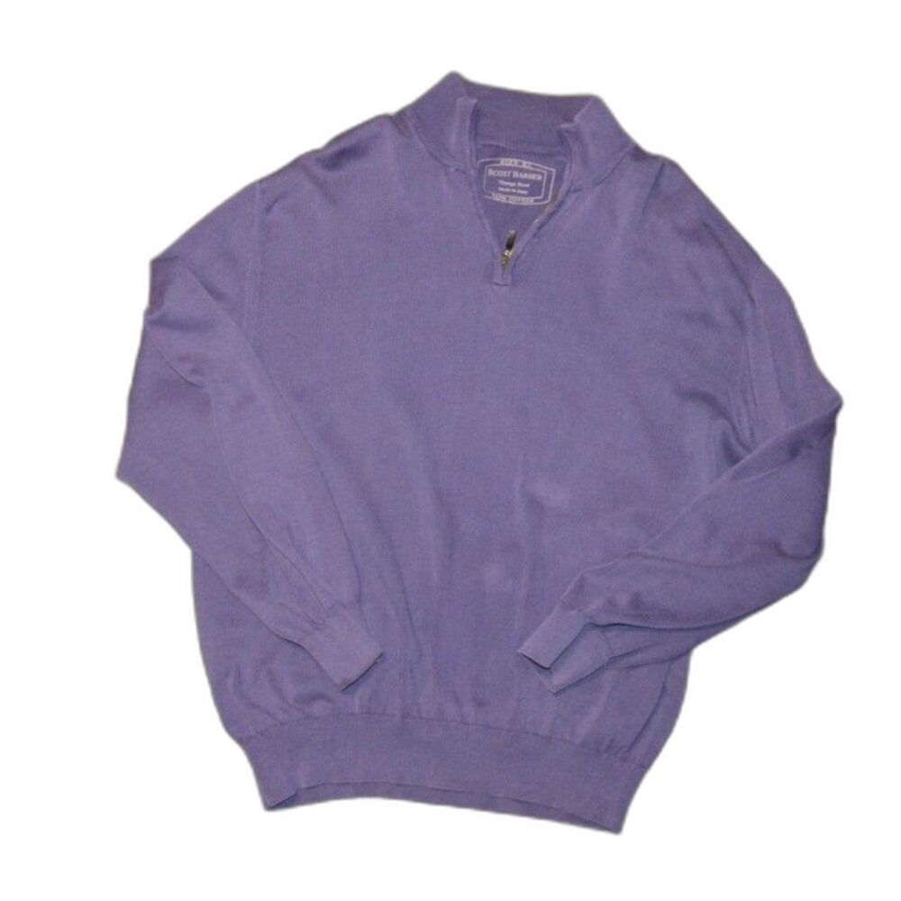 Scott Barber 100% Cotton Quarter Zip Italy Plum Purple Pullover Sweater XL